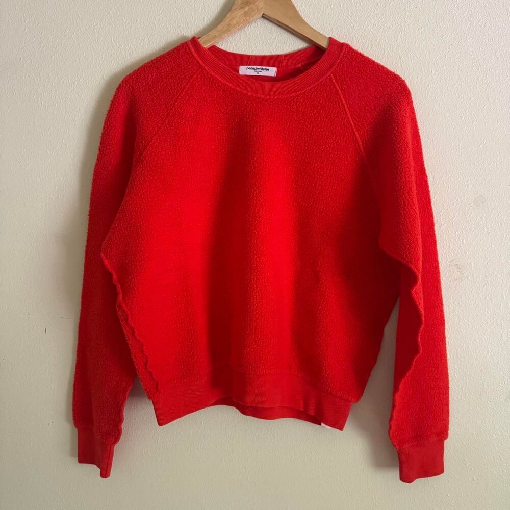 Perfectwhitetee Ziggy Reverse Fleece Crewneck Sweatshirt in Tomato Size Small